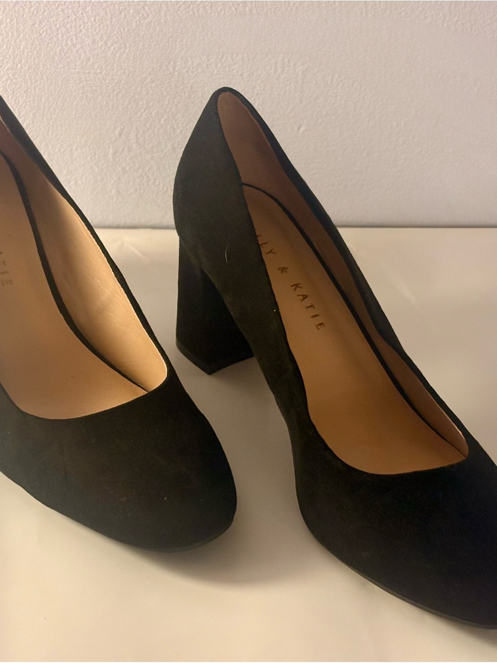 Kelly & Katie Black Suede Block Heel Pumps